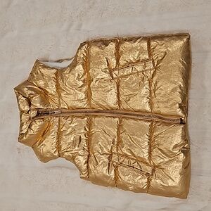 Little Girls Metallic Gold Puffer Vest